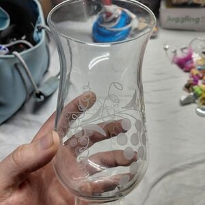 B&P Lamp clear glass hurricane shade with a cut "grapes" design. Shade Only